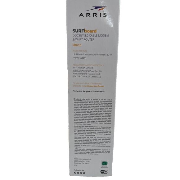 ARRIS SURFboard SBG10 DOCSIS 3.0 16 x 4 Gigabit Cable Modem & AC1600 Wi-Fi - Picture 2 of 5